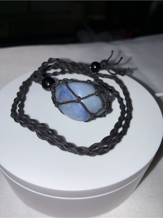Jewelry - Calming Blue Aventurine Polished Crystal Necklace – Hand-Woven Artisan Pendant